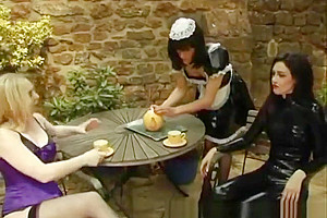 sissy maid serves and humiliated by two Mistresses