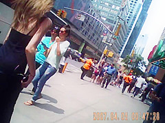 slim white chick walking