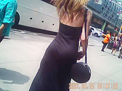 slim white chick walking