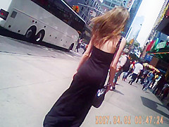 slim white chick walking