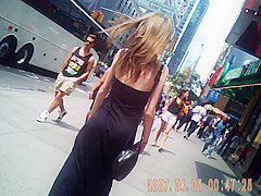 slim white chick walking