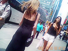 slim white chick walking