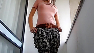 stepdaughter fucks Step dad again and again - on the balcony