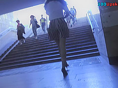 teen 18+ girl's G-string presented in awesome upskirt clip