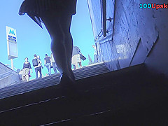 teen 18+ girl's G-string presented in awesome upskirt clip