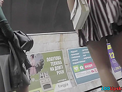 teen 18+ girl's G-string presented in awesome upskirt clip