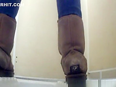 teen 18+ in jeans caught peeing