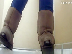 teen 18+ in jeans caught peeing