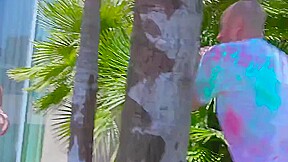 three sexy teens 18+ worship a massive cock