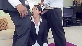 two black cocks stretch her ass