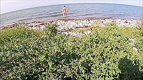 watch me with my big dick at the beach striping and in the water