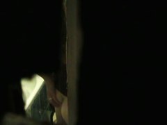 window video of a couple dancing and a naked ass