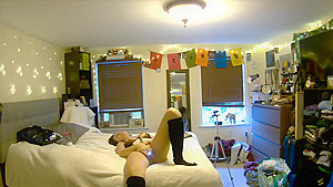 your girlfriend orgasms with vibrator while you watch through pet cam