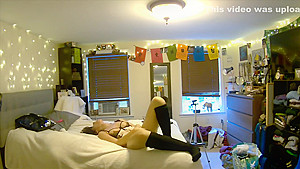 your girlfriend orgasms with vibrator while you watch through pet cam