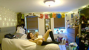 your girlfriend orgasms with vibrator while you watch through pet cam