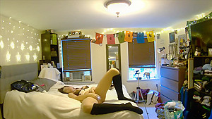 your girlfriend orgasms with vibrator while you watch through pet cam