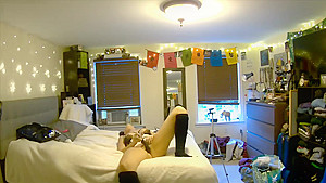 your girlfriend orgasms with vibrator while you watch through pet cam