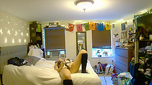 your girlfriend orgasms with vibrator while you watch through pet cam