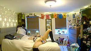 your girlfriend orgasms with vibrator while you watch through pet cam