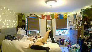your girlfriend orgasms with vibrator while you watch through pet cam