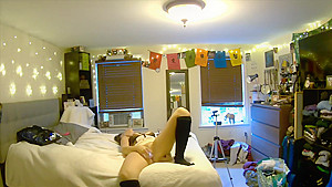 your girlfriend orgasms with vibrator while you watch through pet cam